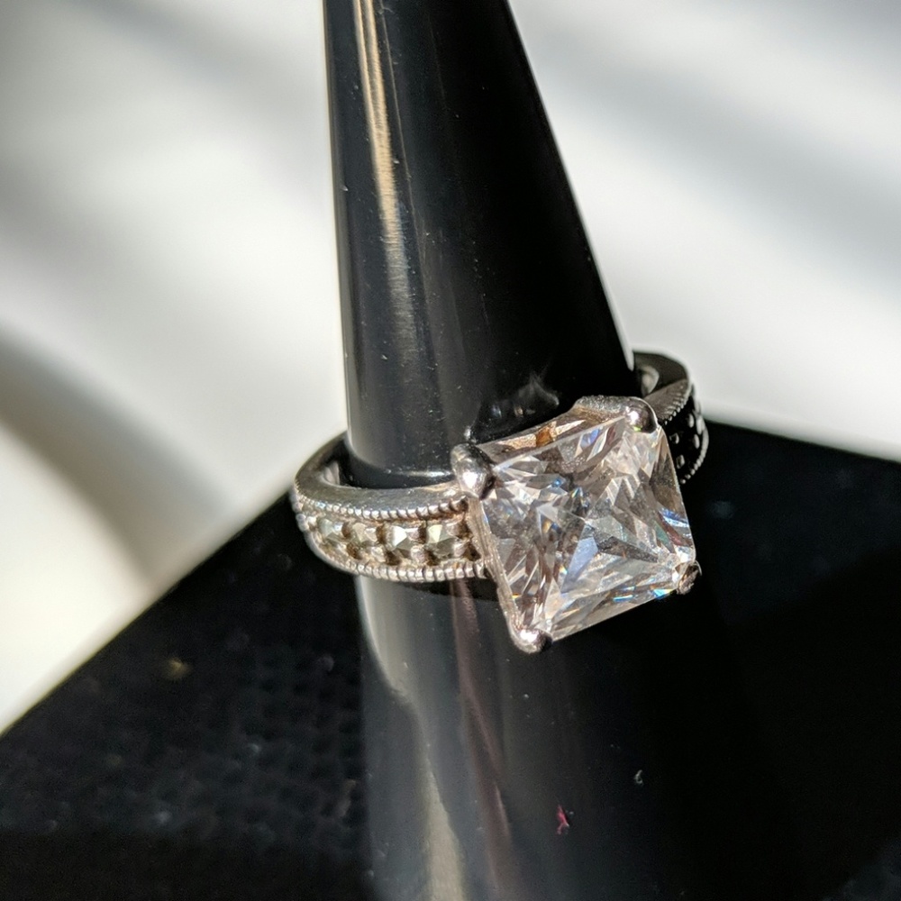 Substitute Silver Engagement Ring - size 7